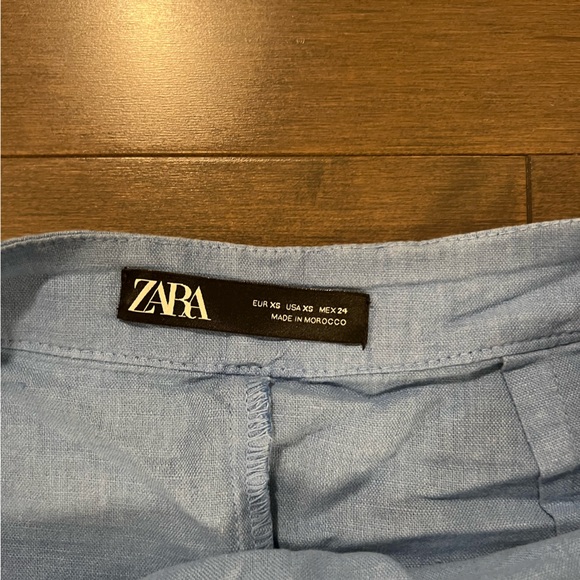 Zara Blue Linen wrap skirt - Picture 2 of 3